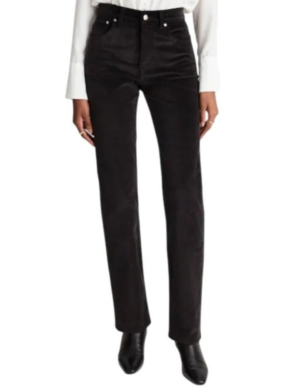 Madewell The Longline Straight Pant in Velvet~Size 24~Jet Black NWT L16 23